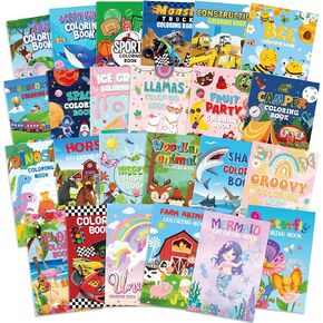 Cinrobiye 24 Pcs Coloring Books for Kids Party Favors Bulk Mini DIY Craft Coloring Books for Ages 2-4-8-12 Activity Books for Car Farm Horse Animal Birthday Party Gifts Goodie Bags Stuffers Classroom