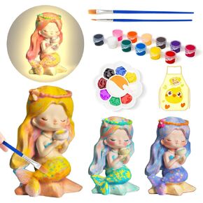 2 Sets Ready to Paint Your Own Gnomes Lamp Kit, DIY 3D Garden Gnome Night Light, Art Supplies Arts & Crafts Kit for Kids Age 8-12, Creativity Painting Kit Toy for Ages 3 4 5 6 7 8 9 10 11 12+