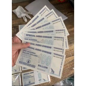 Generic Zim Agro Cheque 10 x100 Billion New Uncirculated Rare Special, U/V Security Features, Blue
