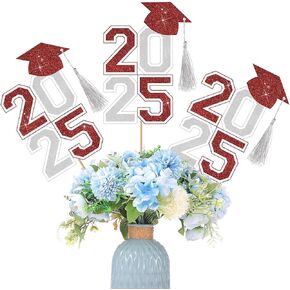10 Pcs Graduation Table Centerpieces Sticks with Tassels, class of 2025 Grad Cap Picks Table Decoration Cupcake Toppers for Party Centerpiece Decoration Supplies(Blue and Gold) in Kuwait