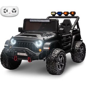 24V 2 Seater Ride On Truck with Remote Control 4WD Electric Car for Kids Ride On Car Battery Powered Ride On Toy Car with Music Player, LED Lights, Bluetooth, Rear Shock Absorber, Red