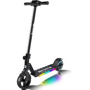 Electric Scooter for Kids, Motorized E-Scooters with Colorful Front Light and Pedal Lights, LED Display & Foldable, Dual Braking System, Top 8.7mph & 5 Miles, Gifts for Kids, Girls, Boys, Teens