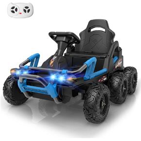 24V 4WD Ride on Toys for Big Kids, 22.2V Li-ion Battery 4x75W Motors 3-5mph 6 EVA Wheels UTV 4 Wheel Suspension Bluetooth Remote Control Battery Electric Car Gift for Boys Girls-Green