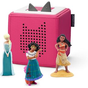 Toniebox Audio Player Starter Set with Moana, Elsa, and Mirabel (Encanto) - Listen, Learn, and Play with One Huggable Little Box - Pink