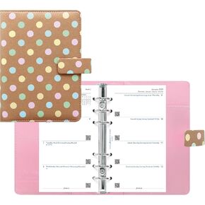 Filofax Patterns Organizer, Personal Size, Pastel Spots - Smooth, Leather-Look, Six Rings, Week-to-View Calendar Diary, Multilingual, 2025 (C027042-25)
