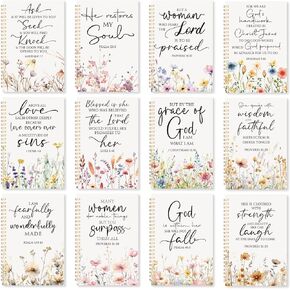 Supervitae 12 Pack Christian Gifts for Women Bulk Bible Verse Spiral Notebooks A5 Aesthetic Inspirational Religious Journals Prayer Notepad with Scriptures for Church Sunday School Teachers (Rainbow)
