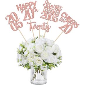 15 PCS 90th Birthday Centerpiece Sticks Ninety Happy 90th Straight Outta 1935 Table Flower Centerpieces Sticks Cheers to 90 Floral Decorations for 90th Birthday Party Centerpieces Supplies Rose Gold