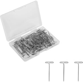 100pcs Wig T Pins, 2inch Jewelry T Pins Metal Sewing Pins for Wig Sewing Jewelry Hanging Picture Blocking Knitting Modelling and Crafts