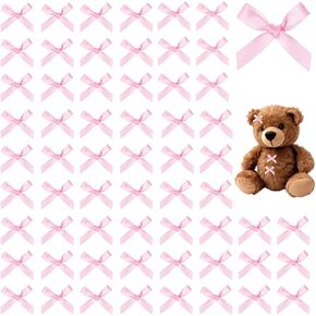 60 Pcs Mini Bows for Crafts Mini Satin Ribbon Bows Cute Small Bowknot Sewing Accessories Flowers Boutique for Scrapbook Card Wedding Christmas Gift Dress Hair Accessories Decoration Crafting