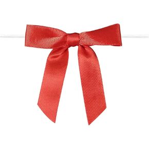 2.8 Inch White Twist Tie Bows, Small Satin Ribbon Bows for Crafts, Mini Bows Decor for Gift Wrapping Wedding Party Decorations, 50 Pcs (White)
