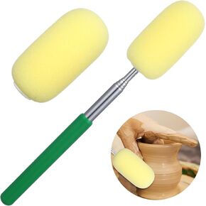 Pottery Sponges, with Telescoping Sponge Stick, and 2 Detachable Sponges for Ceramic Shaping, Remove Excess Water from Tall or Narrow Ceramic, Pottery Tools(Extends to 26'')