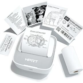 HPRT MINI Printer Sticker Maker With 1 Rolls Paper ، Pluetooth Portable Thermal Printer ، Print Pods Printer for Pictures ، Notes study ، kid's diy ، memo ، list ، for the phone
