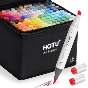 Alcohol Markers Brush Tip-120 Colors Dual Tip Art Markers for Adult Coloring, with Pro Ink, Seamless Blend, Non-Bleeding Pad & Color Card, Pens for Amateurs/Artists (Brush & Chisel Tip)