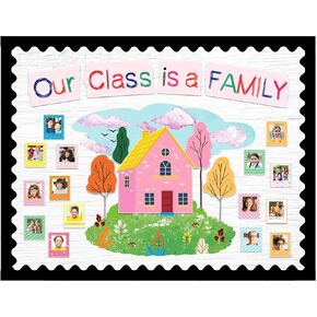 73 Pcs Our Class is a Family Bulletin Board Set Composition Notebook Classroom Decor First Day of School Classroom Colorful Welcome Back Bulletin Board Border Set Chalkboard Wall Decor