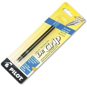 Pilot Dr. Grip Ballpoint Ink Refill, 2-Pack for Retractable Pens, Fine Point, Blue Ink (77211)