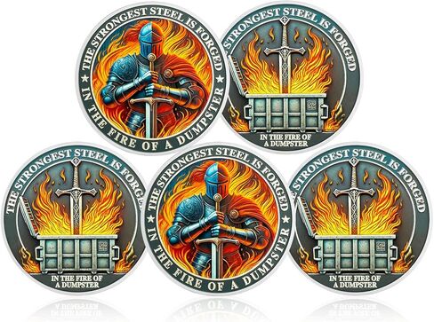 Churyuml 20pcs Knight Dumpster Fire Challenge Coin Set - الرمز المميز للجيب التحفيزي ، هدايا المكاتب الملهمة المضحكة لزملاء العمل الزملاء الرجال in Saudi Arabia