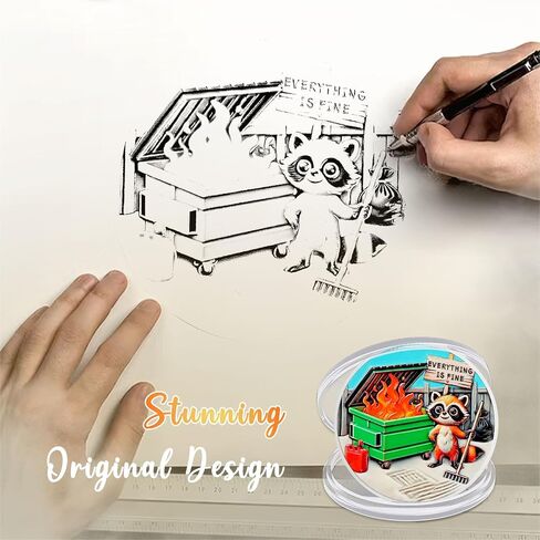 CHURYUML Dumpster Fire Zen Garden Coin - Inspirational Everything is Fine Dumpster Fire Coin, Hilarious Pocket Token Funny Office Gifts for Coworkers Colleagues Women Men Unique Workplace Memorabilia in Saudi Arabia