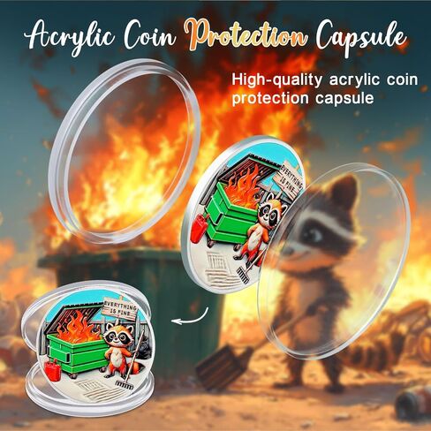 CHURYUML Dumpster Fire Zen Garden Coin - Inspirational Everything is Fine Dumpster Fire Coin, Hilarious Pocket Token Funny Office Gifts for Coworkers Colleagues Women Men Unique Workplace Memorabilia in Saudi Arabia
