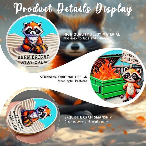 CHURYUML Dumpster Fire Zen Garden Coin - Inspirational Everything is Fine Dumpster Fire Coin, Hilarious Pocket Token Funny Office Gifts for Coworkers Colleagues Women Men Unique Workplace Memorabilia in Saudi Arabia