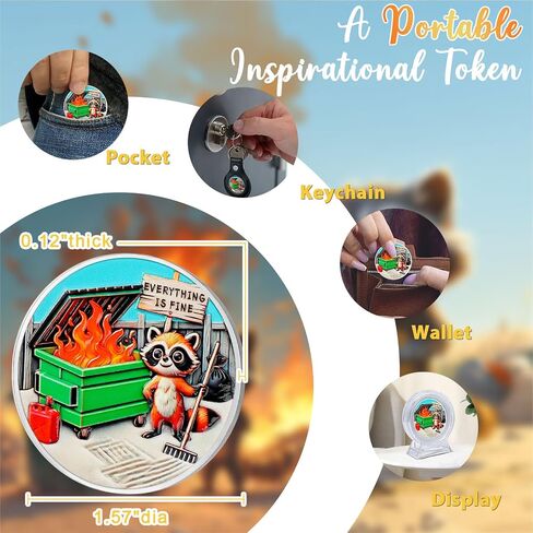 CHURYUML Dumpster Fire Zen Garden Coin - Inspirational Everything is Fine Dumpster Fire Coin, Hilarious Pocket Token Funny Office Gifts for Coworkers Colleagues Women Men Unique Workplace Memorabilia in Saudi Arabia