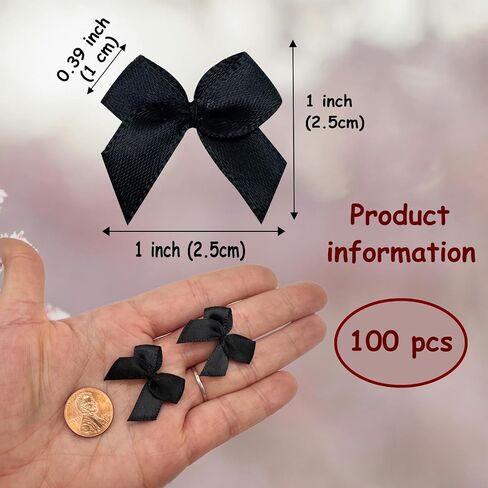 100 PCS أقواس صغيرة أسود للحرف اليدوية ، 1 بوصة صغيرة من أقواس الشريط الساتان الصغيرة البهجة دبابيس DIY الحرف الهدايا حفل زفاف STCKING SCRABKING in Kuwait