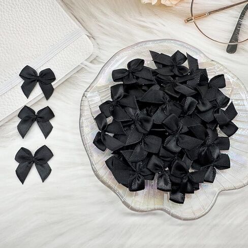 100 PCS أقواس صغيرة أسود للحرف اليدوية ، 1 بوصة صغيرة من أقواس الشريط الساتان الصغيرة البهجة دبابيس DIY الحرف الهدايا حفل زفاف STCKING SCRABKING in Kuwait