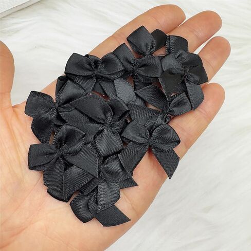 100 PCS أقواس صغيرة أسود للحرف اليدوية ، 1 بوصة صغيرة من أقواس الشريط الساتان الصغيرة البهجة دبابيس DIY الحرف الهدايا حفل زفاف STCKING SCRABKING in Kuwait