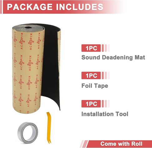 ACROPIX 157mil 4mm 55sqft Universal Sound Deadening Mat 15.7 "x13" مجموعة وسادة تخميد الحرارة الرغوية مع شريط رقائق معدنية وأداة تثبيت سوداء - حزمة من 39 in Saudi Arabia