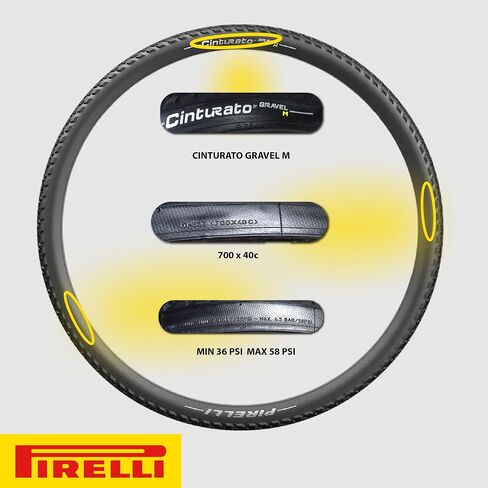 إطار دراجة Pirelli Cinturato Gravel M 40-622 (700 x 40c) - تصميم خاص بالحصى للأسطح المتنوعة - مركب SpeedGRIP لأداء فائق (إطار واحد) in Saudi Arabia