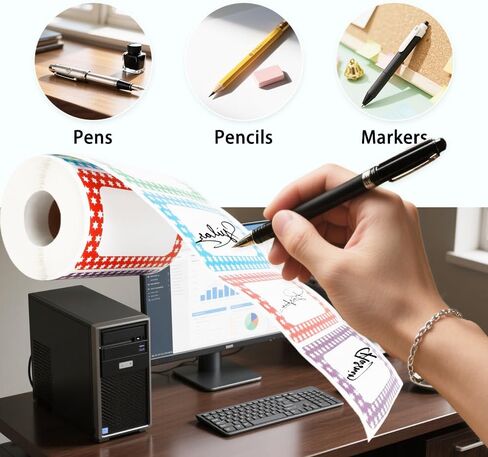 Plain Name Tag Stickers Colorful Border Name Tag Labels, 3.5" x 2.25"Colors 500 Pcs Blank Tag Labels with Perforated Line for School Office Home in Kuwait