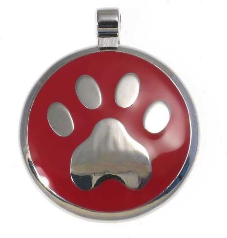 LuckyPet Paw Print Enamel Jewelry Pet ID Tag for Dogs and Cats, Personalized Engraving on The Back Side, Large (1 & 3/16 inches), Pink in Saudi Arabia
