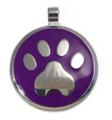 LuckyPet Paw Print Enamel Jewelry Pet ID Tag for Dogs and Cats, Personalized Engraving on The Back Side, Large (1 & 3/16 inches), Pink in Saudi Arabia