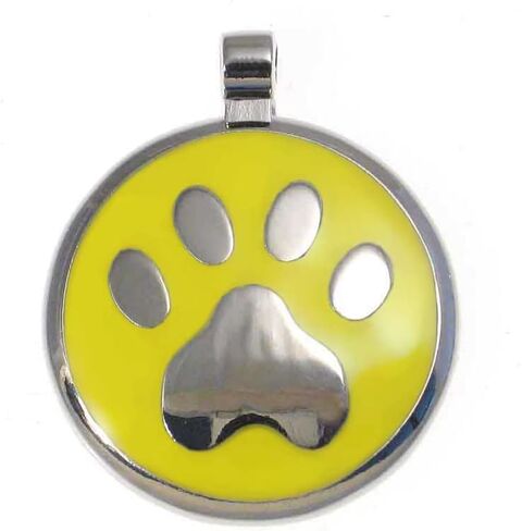 LuckyPet Paw Print Enamel Jewelry Pet ID Tag for Dogs and Cats, Personalized Engraving on The Back Side, Large (1 & 3/16 inches), Pink in Saudi Arabia
