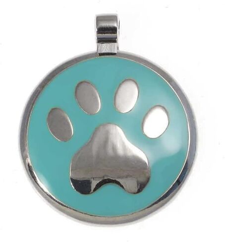 LuckyPet Paw Print Enamel Jewelry Pet ID Tag for Dogs and Cats, Personalized Engraving on The Back Side, Large (1 & 3/16 inches), Pink in Saudi Arabia