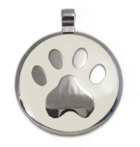 LuckyPet Paw Print Enamel Jewelry Pet ID Tag for Dogs and Cats, Personalized Engraving on The Back Side, Large (1 & 3/16 inches), Pink in Saudi Arabia