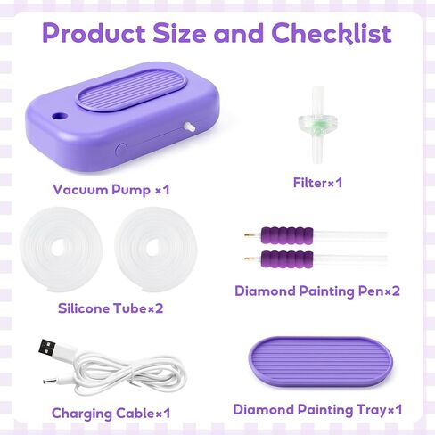 GQIRIL Electric Diamond Painting Pen - Vacuum Art Pen Kit for Adults, Adjustable Suction Art Paint Tool with Storage Tray, Painter Diamond Electric DIY Accessories Tool Set Without Wax (Purple) in Kuwait