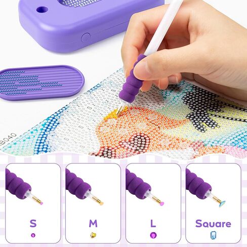 GQIRIL Electric Diamond Painting Pen - Vacuum Art Pen Kit for Adults, Adjustable Suction Art Paint Tool with Storage Tray, Painter Diamond Electric DIY Accessories Tool Set Without Wax (Purple) in Kuwait