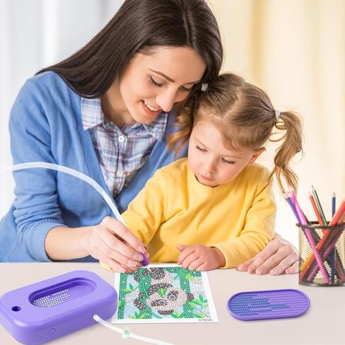 GQIRIL Electric Diamond Painting Pen - Vacuum Art Pen Kit for Adults, Adjustable Suction Art Paint Tool with Storage Tray, Painter Diamond Electric DIY Accessories Tool Set Without Wax (Purple) in Kuwait