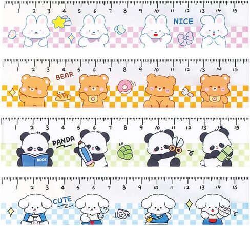4 Pcs Cute Rulers Acrylic Ruler 15cm Lovey Animal Ruler Cartoon Straight Ruler Small Ruler Centimeter Measuring Ruler Journal Ruler (Cartoon Animal) in Saudi Arabia