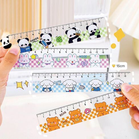 4 Pcs Cute Rulers Acrylic Ruler 15cm Lovey Animal Ruler Cartoon Straight Ruler Small Ruler Centimeter Measuring Ruler Journal Ruler (Cartoon Animal) in Saudi Arabia