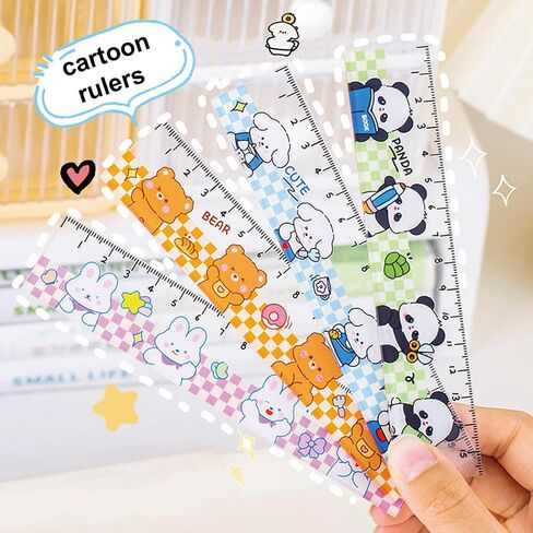4 Pcs Cute Rulers Acrylic Ruler 15cm Lovey Animal Ruler Cartoon Straight Ruler Small Ruler Centimeter Measuring Ruler Journal Ruler (Cartoon Animal) in Saudi Arabia