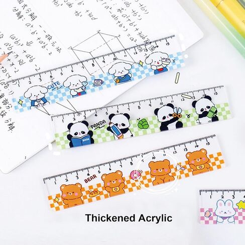 4 Pcs Cute Rulers Acrylic Ruler 15cm Lovey Animal Ruler Cartoon Straight Ruler Small Ruler Centimeter Measuring Ruler Journal Ruler (Cartoon Animal) in Saudi Arabia