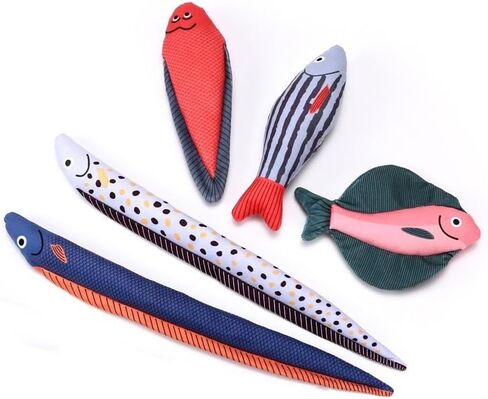 Catnip Toys 5 Pcs Set Crinkle Sound Catnip Fish, Soft and Durable, Stuffed with Natural Catnip Interactive Kitten Toy for Indoor Cat Exercise for Cats(Multi Colors) in Saudi Arabia