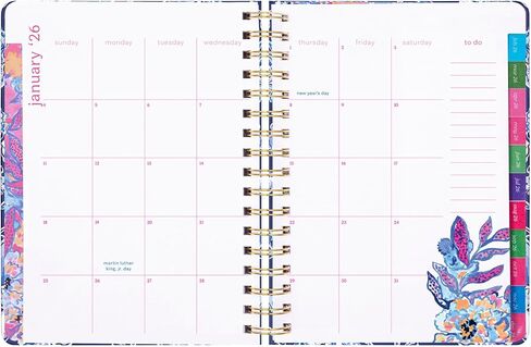 Lilly Pulitzer Large Monthly Planner August 2025 - December 2026, Monthly Agenda & Calendar, Stickers, Pockets, & Spiral Binding (Sapphire Pool Barefoot Beachcomber) in Saudi Arabia