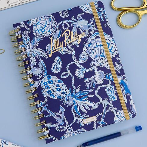 Lilly Pulitzer Large Monthly Planner August 2025 - December 2026, Monthly Agenda & Calendar, Stickers, Pockets, & Spiral Binding (Sapphire Pool Barefoot Beachcomber) in Saudi Arabia