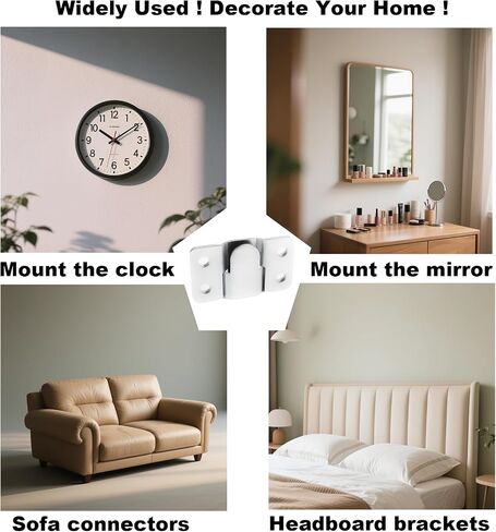 4 Pairs Stainless Steel Flush Mount Bracket Interlocking Headboard Hardware for Picture Hangers,Interlocking Heavy Duty Photo Frame Hook,Interlock Bracket Furniture Connector (Silver) in Saudi Arabia