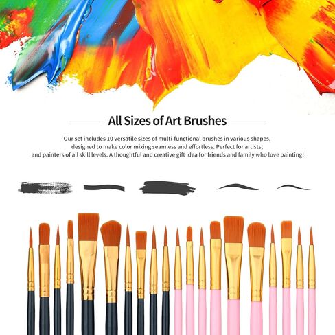 10 PCS Purple Purte Brushes مجموعة - فرش فنان شعر من النايلون للزيت واللوحة المائية والأكريليك - مثالية للقماش والروك والأظافر - هدية رائعة للفنانين in Kuwait