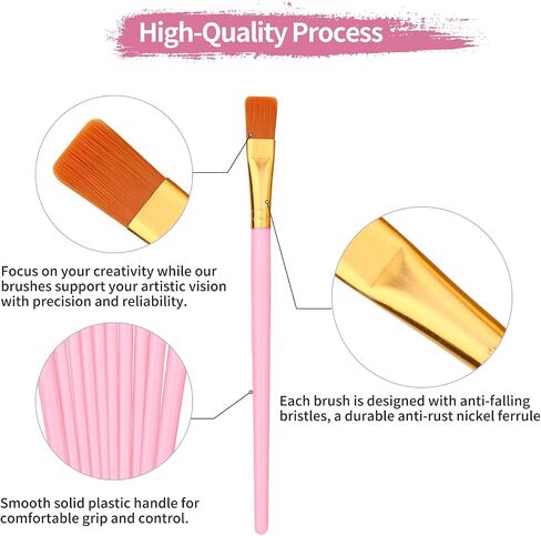 10 PCS Purple Purte Brushes مجموعة - فرش فنان شعر من النايلون للزيت واللوحة المائية والأكريليك - مثالية للقماش والروك والأظافر - هدية رائعة للفنانين in Kuwait