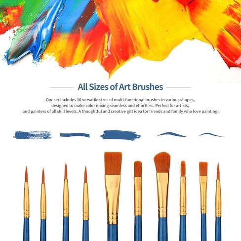 10 PCS Purple Purte Brushes مجموعة - فرش فنان شعر من النايلون للزيت واللوحة المائية والأكريليك - مثالية للقماش والروك والأظافر - هدية رائعة للفنانين in Kuwait