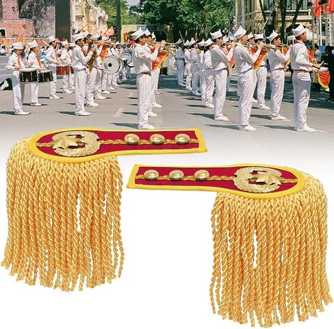 2pcs Golden Shoulder Badge Fashionable Tassel Epaulettes Shoulder Decoration with Iron Chains for Jackets Metal Punk Fringe in Kuwait